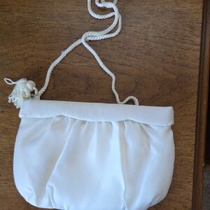 Elegant White Satin Clutch